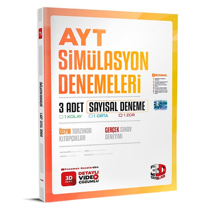 3D Yayınları AYT 3D Sayısal 3'lü Simülasyon Genel Deneme