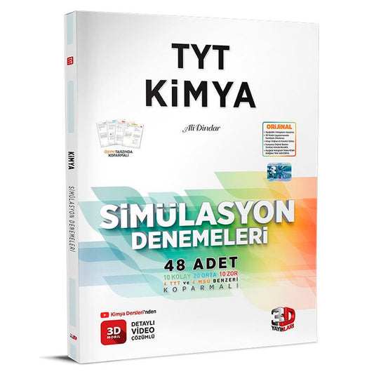 3D Yayınları TYT Detaylı Video Çözümlü Kimya Simülasyon Denemeleri