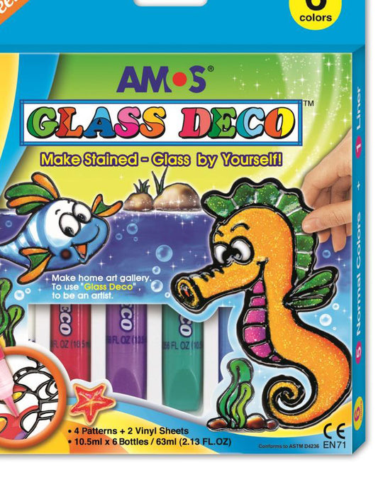 Amos Cam Boyama Seti 10,5 ml 6 Tüp - Sanatsal Hobi, Yaratıcı El Sanatları ve Dekorasyon Seti