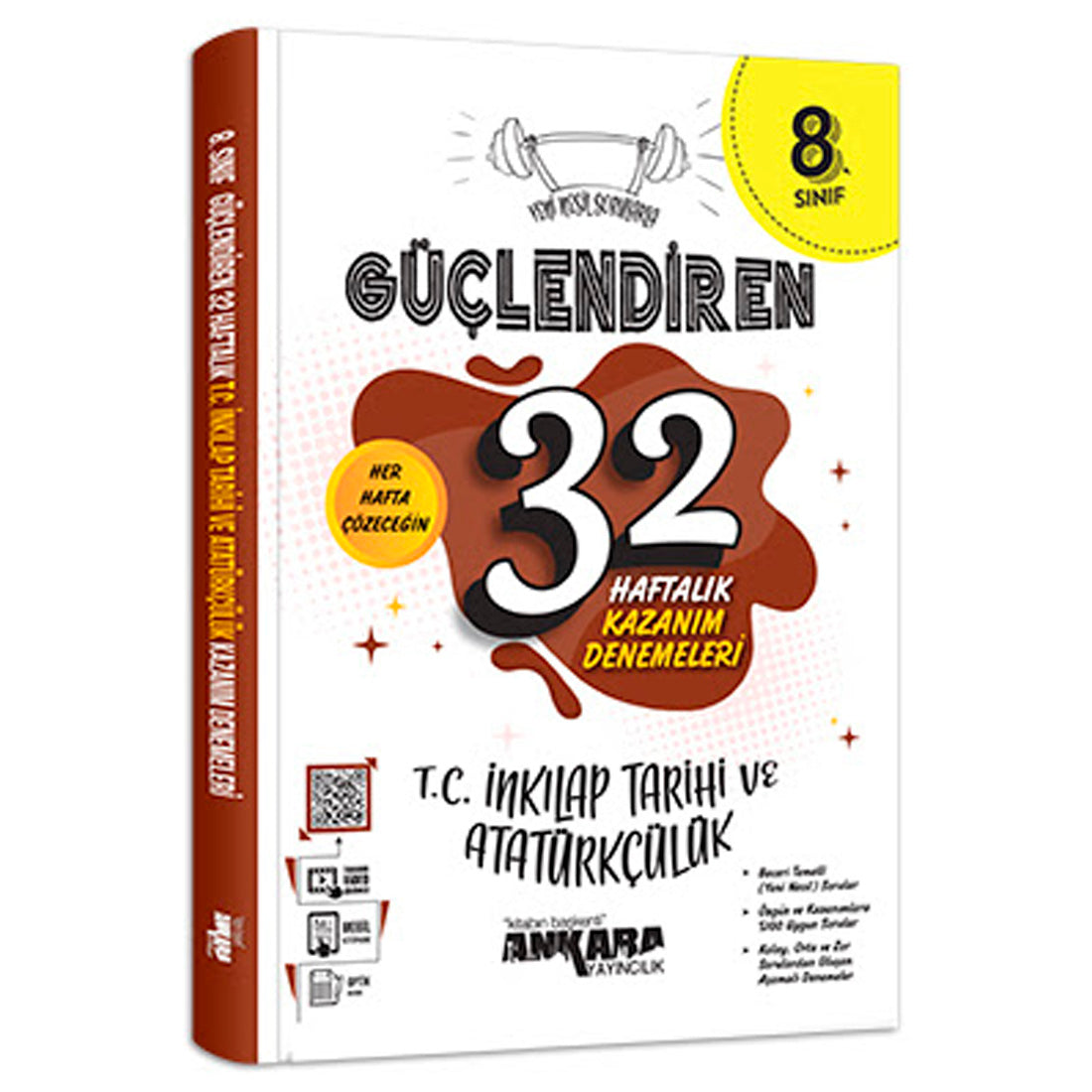 Ankara Yayınları Güçlendiren Ortaokul 8. Sınıf T.C. İnkılap Tarihi Ve Atatürkçülük 32 Haftalık Kazanım Denemeleri (2022-2023) Test Kitabı