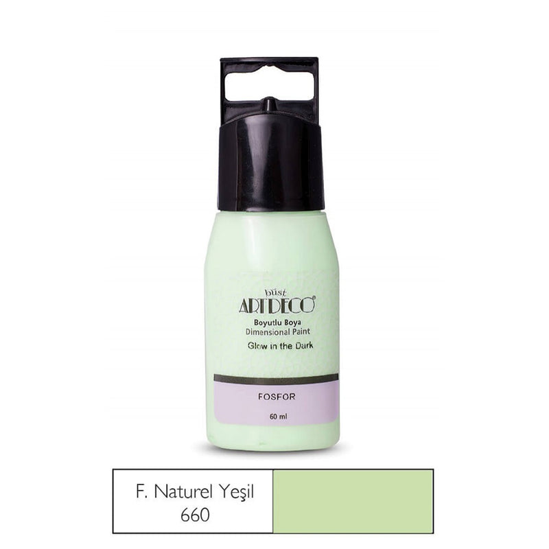Artdeco Fosforlu Natural Yeşil Boyutlu Boya 60 ml - 3D Kabartma Hobi ve Sanat Boyası
