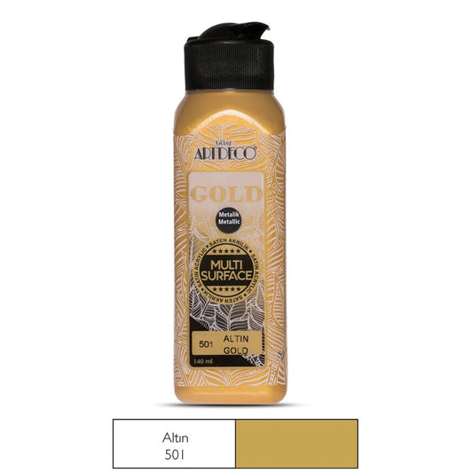 Artdeco Gold Multi-Surface 140 Ml. Altın Metalik Akrilik Boya - Çok Yüzeyli Sanatsal Hobi Boyası