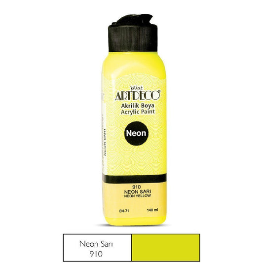 Artdeco Neon Sarı 140ml Akrilik Boya - Sanatsal Resim ve Hobi Boyası
