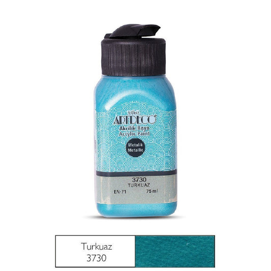Artdeco Turkuaz 75ml Metalik Akrilik Boya - Sanatsal Hobi ve Tuval Boyama İçin