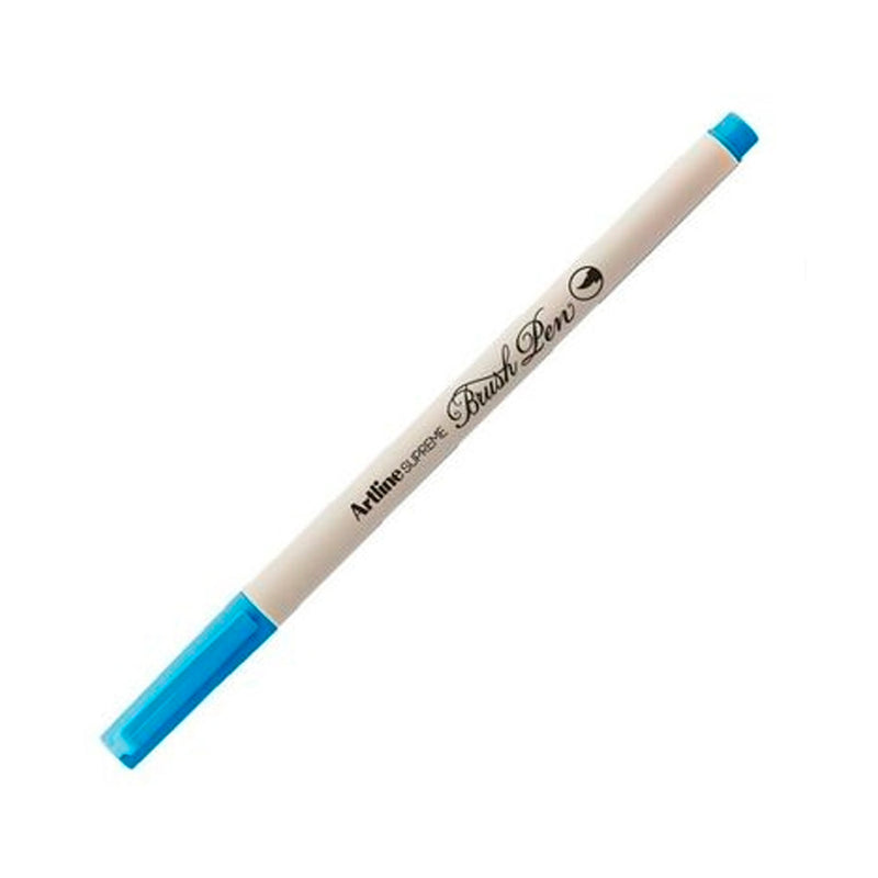 Artline Supreme Fosforlu Mavi Brush Uçlu Kalem - Sanatsal Çizim, Kaligrafi ve Vurgulama Markeri