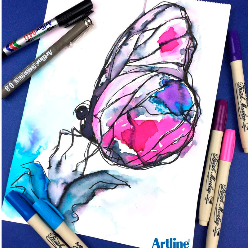 Artline Supreme Koyu Yeşil Brush Uçlu Kalem - Sanatsal Çizim ve İllüstrasyon Marker