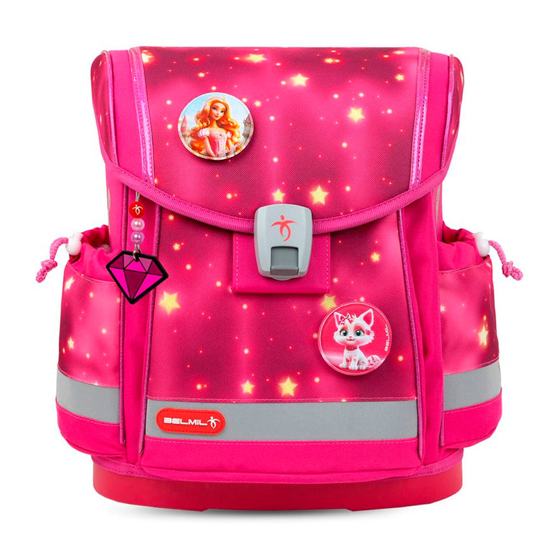 Belmil Pembe Yıldız Ergonomik Mıknatıslı Kız Çocuk İlkokul Çantası