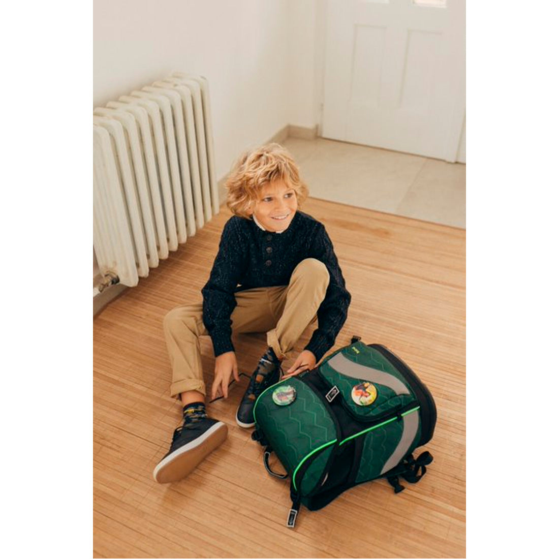 Belmil Waves Yeşil Ergonomik Mıknatıslı Erkek Çocuk İlkokul Çantası