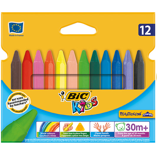 Bic Kids Plastidecor Elleri Kirletmeyen Üçgen Pastel Boya 12 Renk 829773