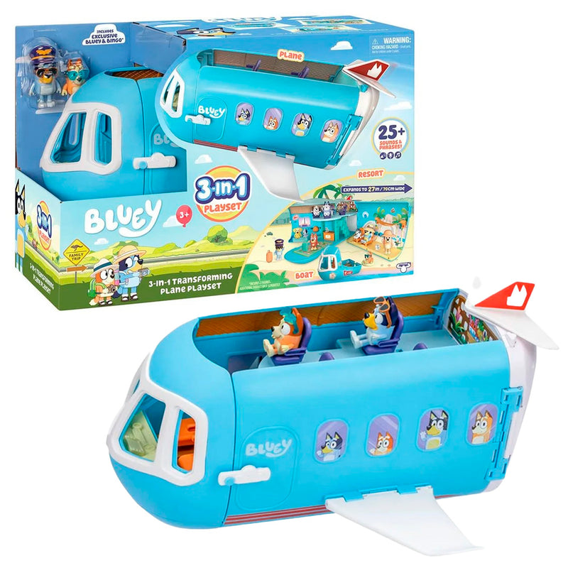 Bluey 3'Ü 1 Arada Dönüşen Ucak Oyun Seti ( 25 Ses Efektli Ve Özel Figürlü ) 17670