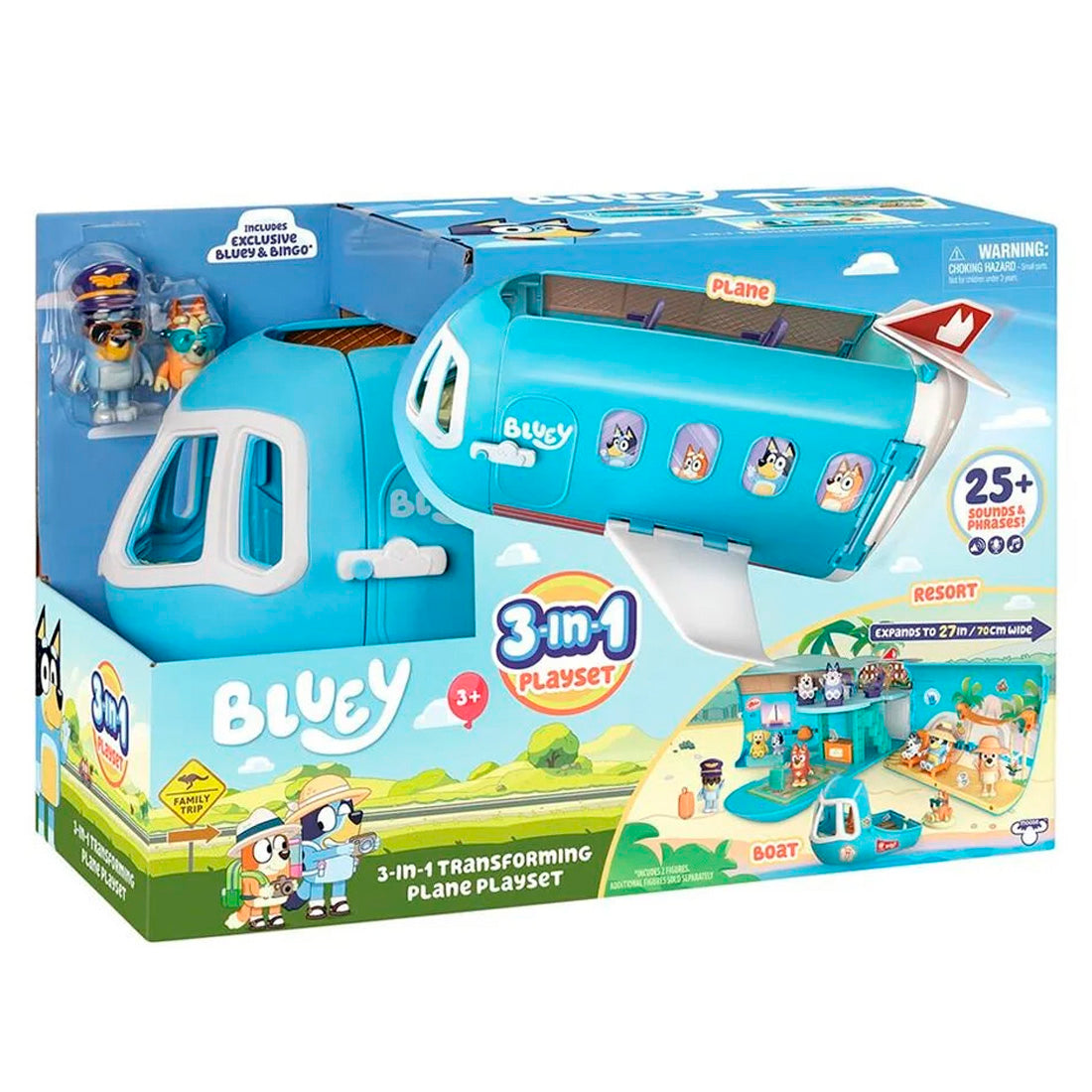 Bluey 3'Ü 1 Arada Dönüşen Ucak Oyun Seti ( 25 Ses Efektli Ve Özel Figürlü ) 17670