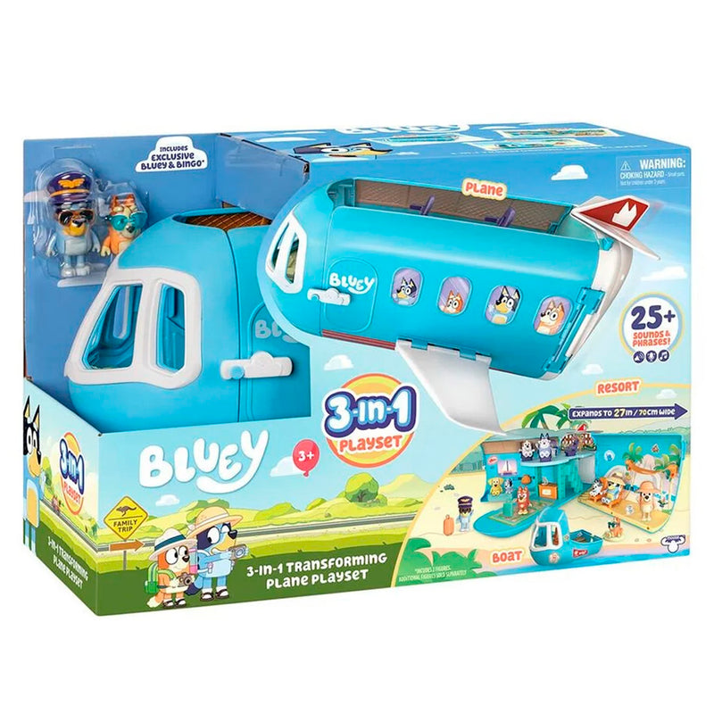 Bluey 3'Ü 1 Arada Dönüşen Ucak Oyun Seti ( 25 Ses Efektli Ve Özel Figürlü ) 17670