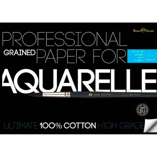 Bruno Visconti %100 Pamuk Elyaf Suluboya Kağıdı 300 Gr. A4 10 Yaprak - Profesyonel Eskiz ve Sanat Kağı