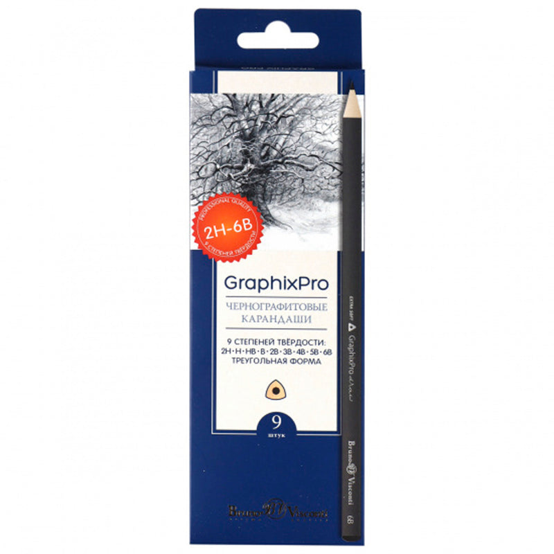 Bruno Visconti Graphixpro 9'lu 4H-6B Dereceli Kalem Seti - Sanatsal Çizim ve Eskiz Kalemleri