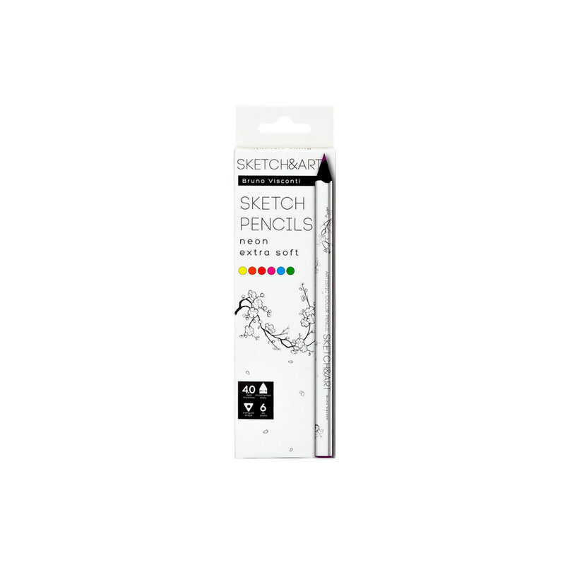 Bruno Visconti Profesyonel Kuru Boya Set Sketch&Art Kalın Gövde 4 Mm. Grafit Neon 6 Renk 30-0118/02