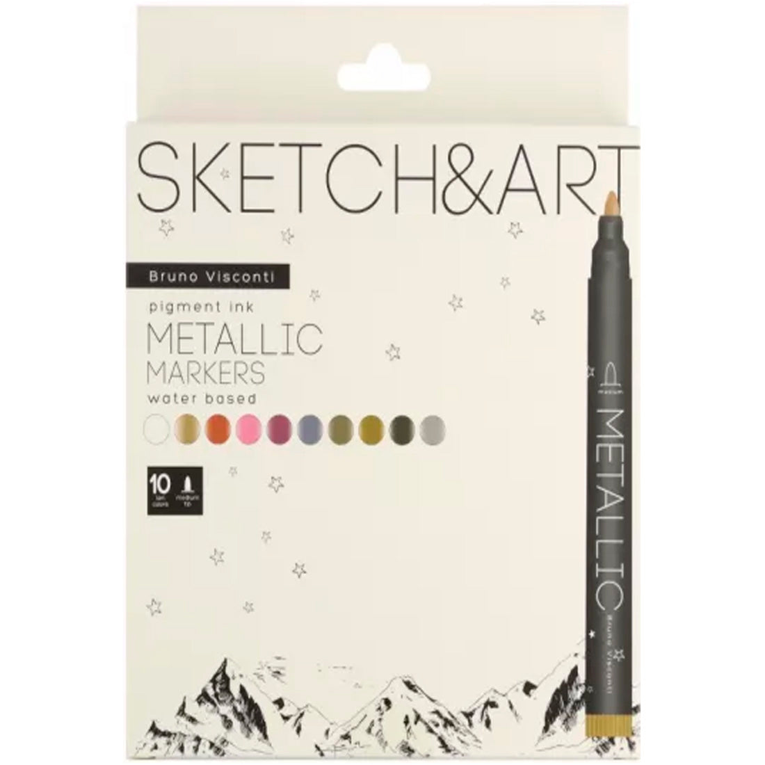Bruno Visconti Sketch Art 10 Renk Metalik Marker Kalem - Eskiz, Sanatsal ve Çizim Kalemi