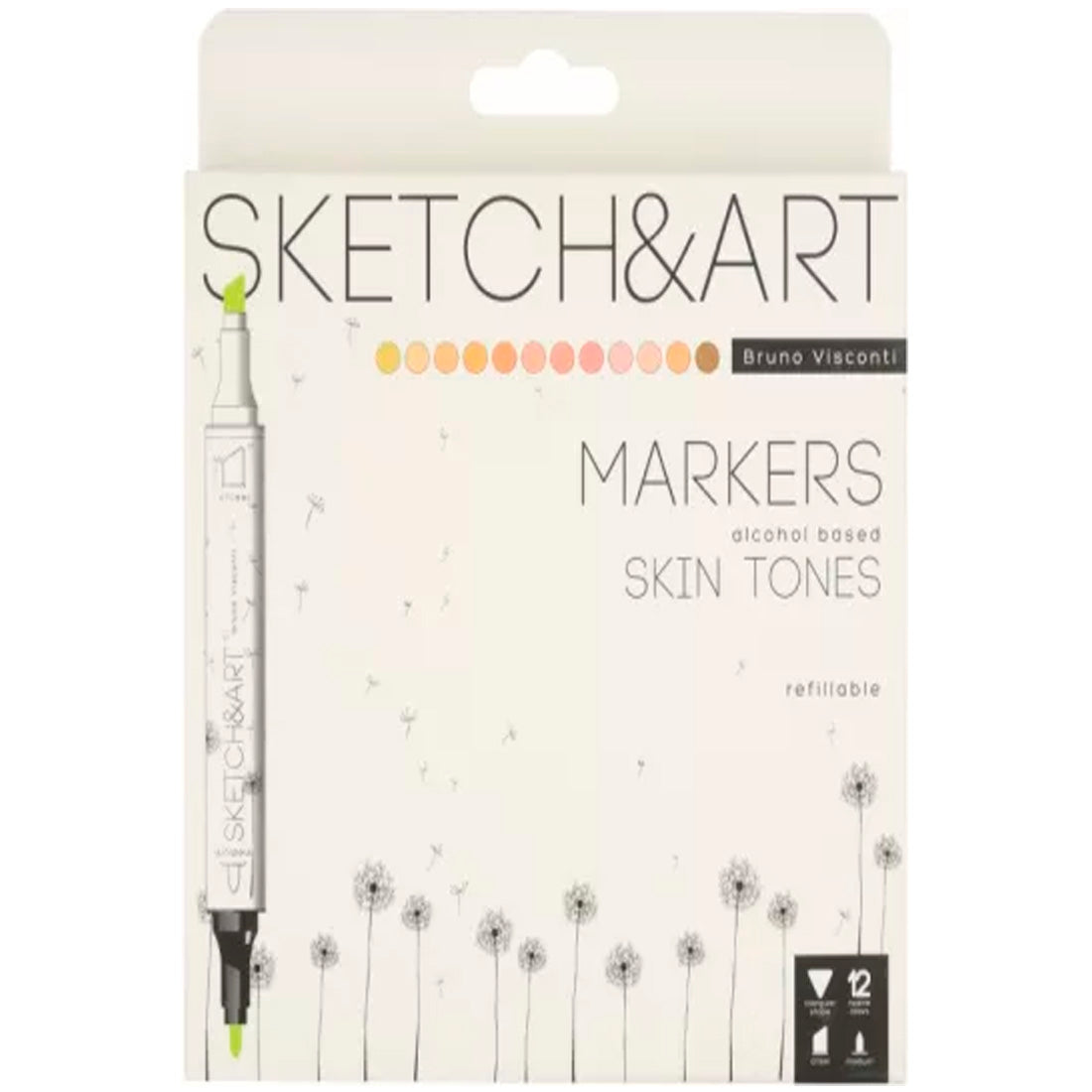 Bruno Visconti Sketch Art Çift Taraflı Markers 12 Renk Portrait - Sanat, Çizim ve Eskiz Kalemi