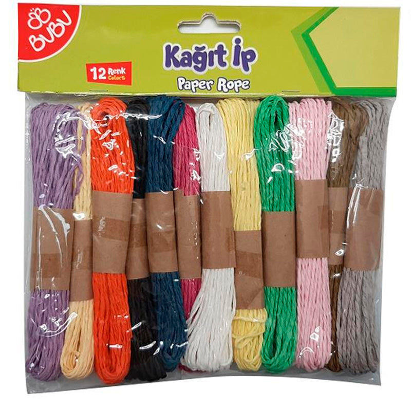 Bu-Bu Renkli Kağıt İp 12 Renk KI0007