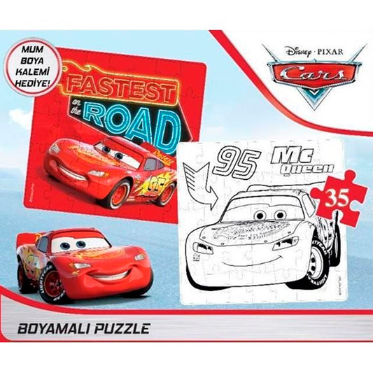 Cars 35 Parça Boyamalı Çocuk Puzzle