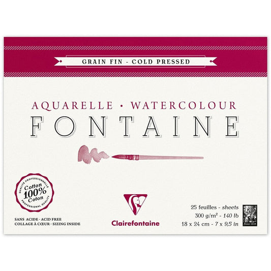 Clairefontaine 18x24cm 300gr 10 Yaprak Dokulu Uzun Kenarı Yapışkanlı Suluboya Defteri - San