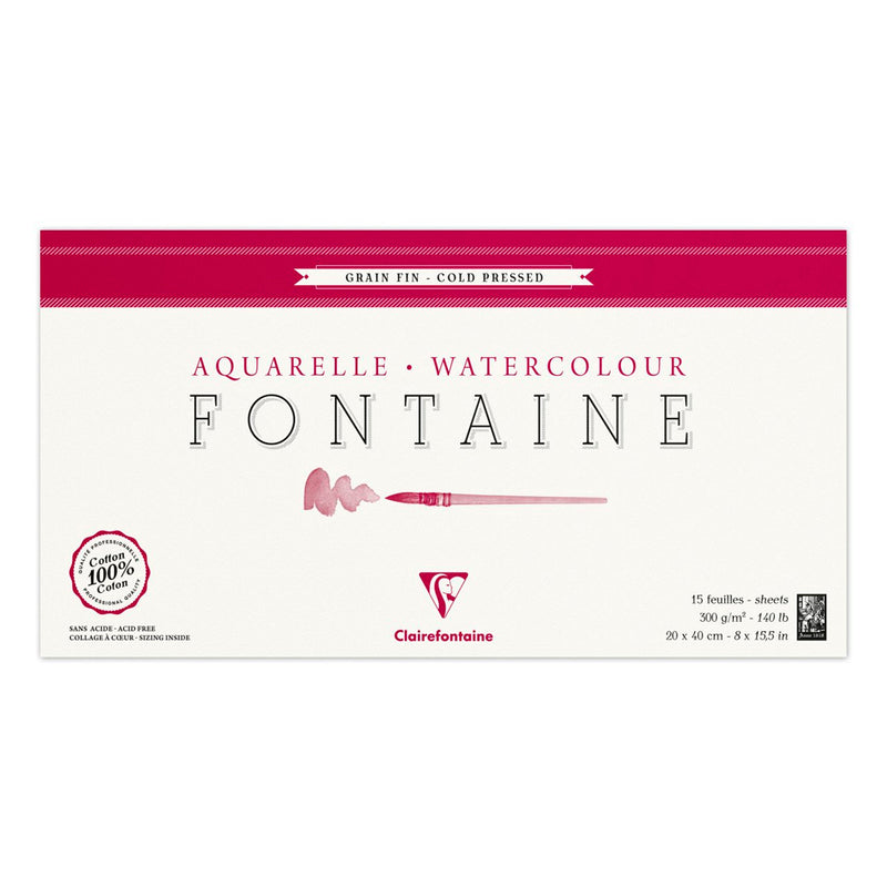 Clairefontaine Fontaine 20x40 cm 10 Yaprak Suluboya Blok - Sanatsal Eskiz ve Resim Kağıdı