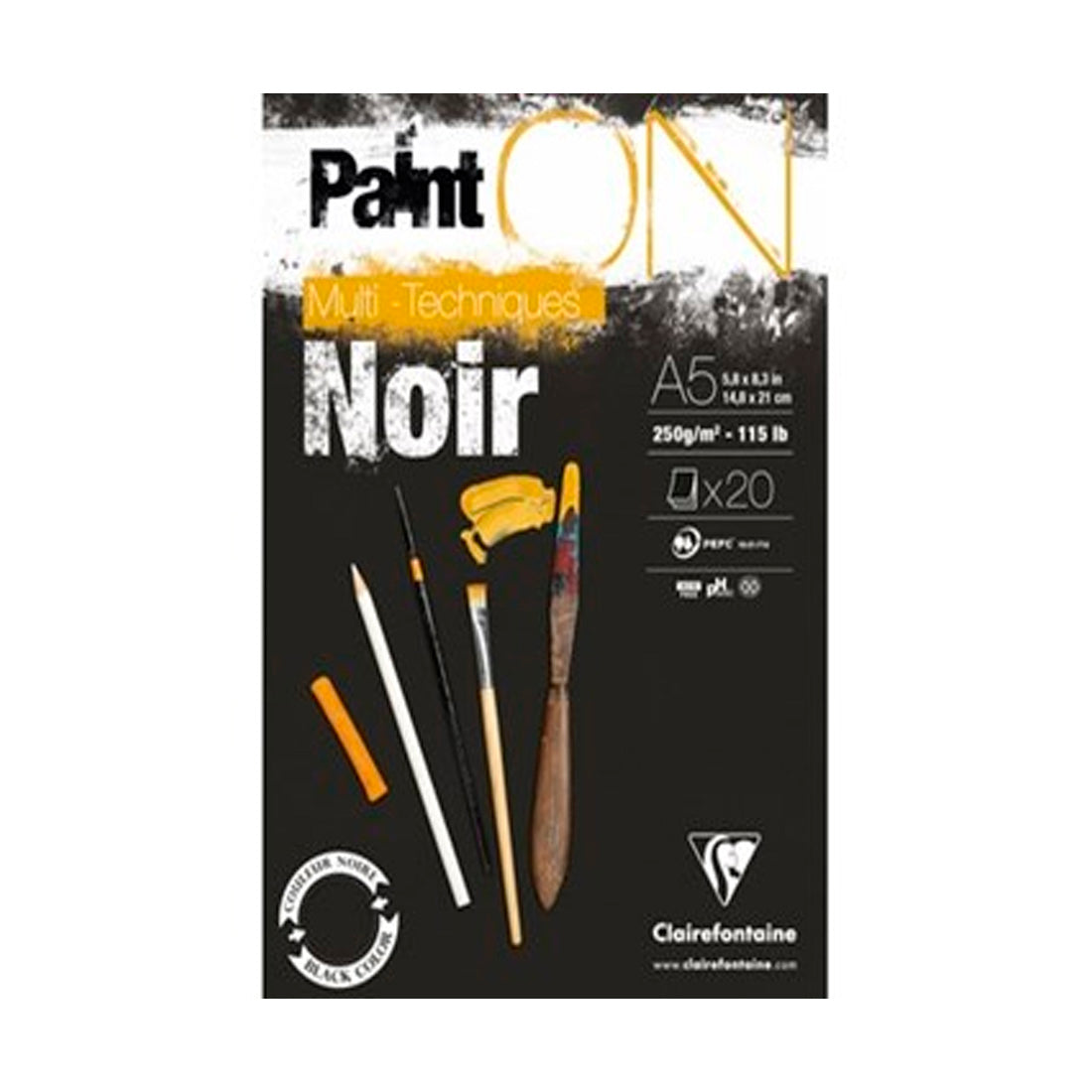 Clairefontane Paint-On A5 250 gr 20 Sayfa Karışık Teknik Siyah Eskiz Defteri - Sanatsal Çizim ve Resim De