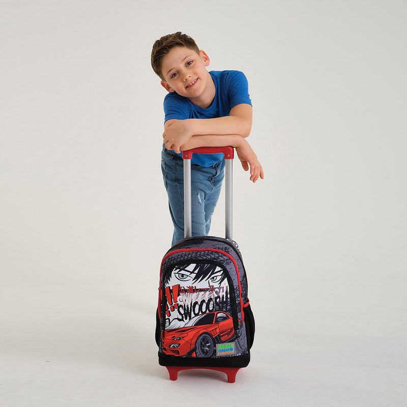 Coral High Araba Desenli Işıklı Tekerlek Siyah Çekçekli Sırt ve Okul Çantası 23947