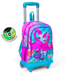 Coral High Flamingo Desenli Işıklı Tekerlek Mavi-Pembe Çekçekli Sırt ve Okul Çantası 23930