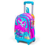 Coral High Flamingo Desenli Işıklı Tekerlek Mavi-Pembe Çekçekli Sırt ve Okul Çantası 23930