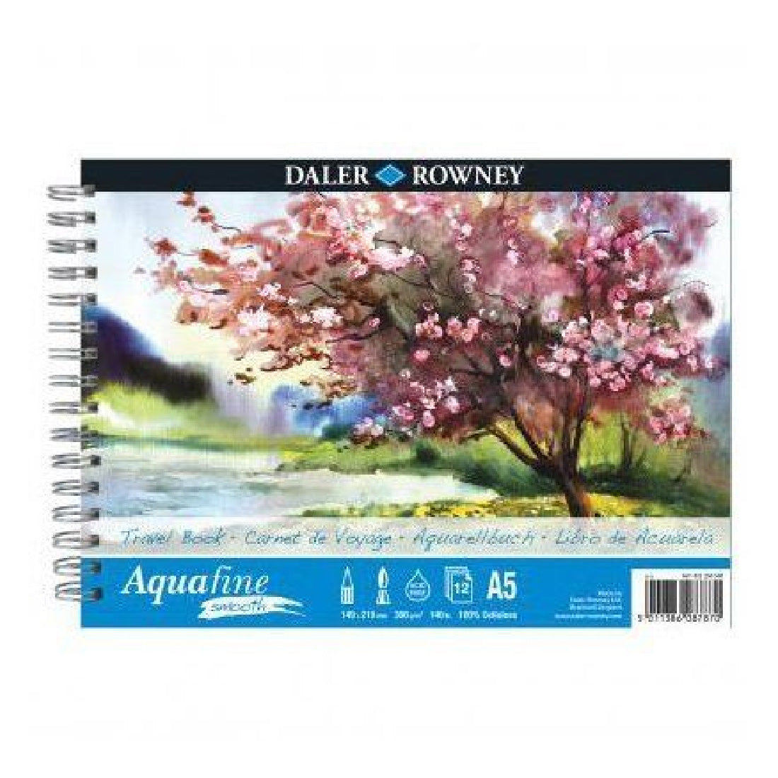 Daler Rowney Aquafine Smooth A5 300gr. 12 Yaprak Sulu Boya Defteri - Eskiz ve Sanat Defteri