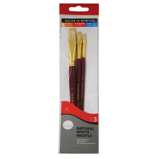 Daler Rowney Simply Beyaz Bristle 3'lü Fırça Seti - Akrilik, Yağlı Boya ve Resim Fırçaları