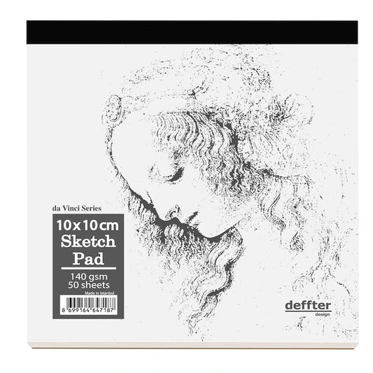 Defter Da Vinci Series 10x10 cm Beyaz 50 Sayfa Eskiz Defteri - Sanatsal Çizim ve Not Tutma Defteri