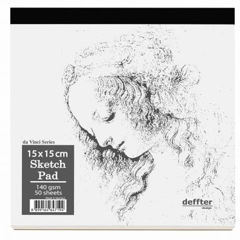Defter Da Vinci Series 15x15 cm Beyaz 50 Sayfa Eskiz Defteri - Not Tutma, Okul ve Planlayıcı Defteri