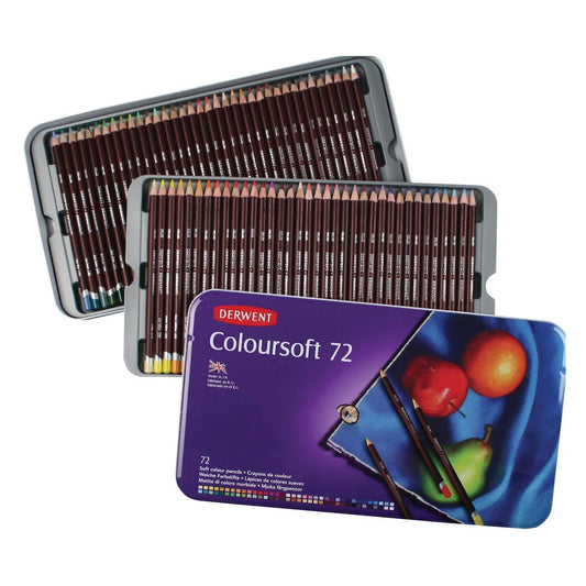 Derwent Coloursoft 72'li Teneke Kutu Kuru Boya Kalemleri - Sanatsal Çizim ve Profesyonel Resim Seti