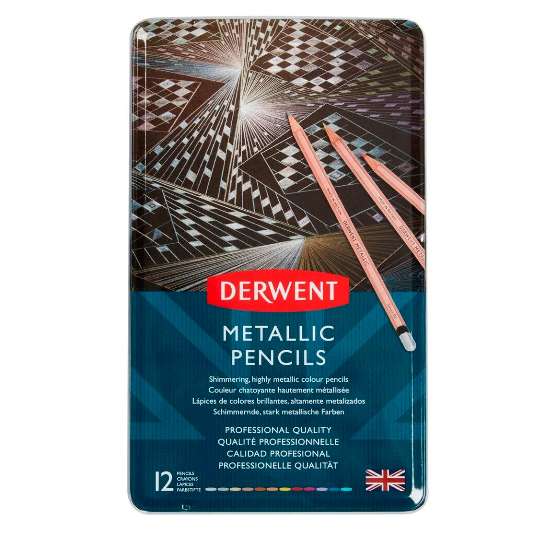 Derwent Metallic 12'li Kalem Seti - Sanatsal Çizim ve Eskiz Kalemleri
