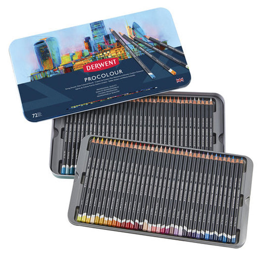 Derwent Procolour 72'li Teneke Kutu - Sanatsal ve Profesyonel Kuru Boya Kalemleri Seti