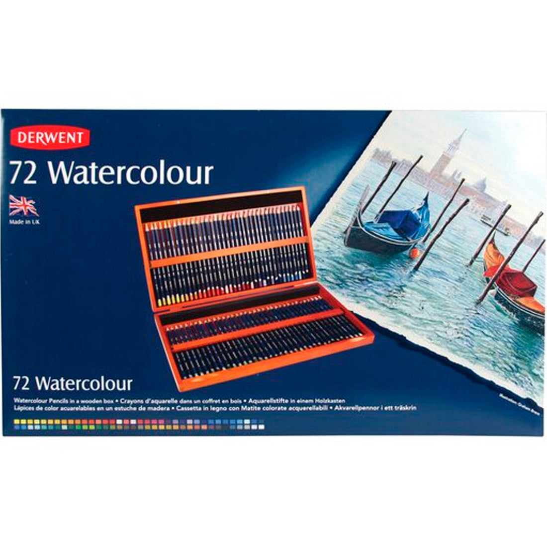 Derwent Watercolour Pencils Suluboya Kalemi 72'li Ahşap Kutu - Sanatçı, Profesyonel Çizim ve Resim Seti
