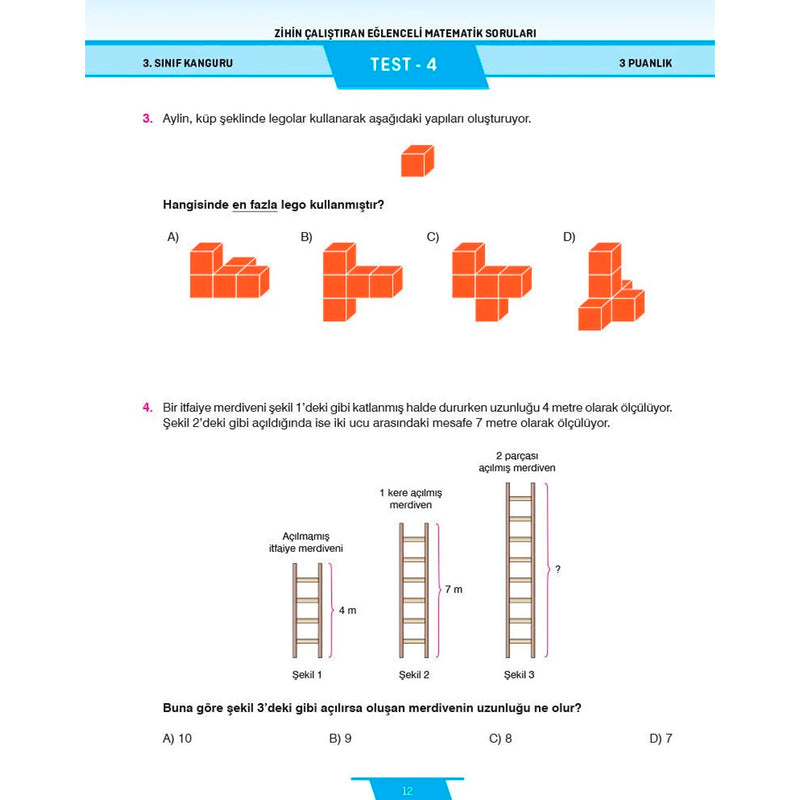 Dikkat Atölyesi Yayınları 3. Sınıf Kanguru Eğlenceli Matematik Soruları