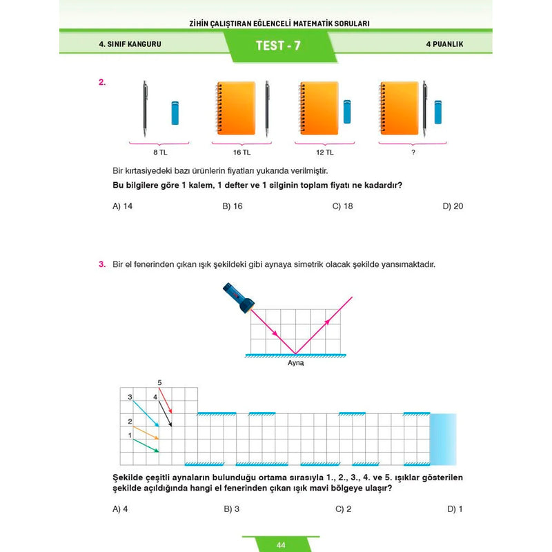 Dikkat Atölyesi Yayınları 4. Sınıf Kanguru Eğlenceli Matematik Soruları