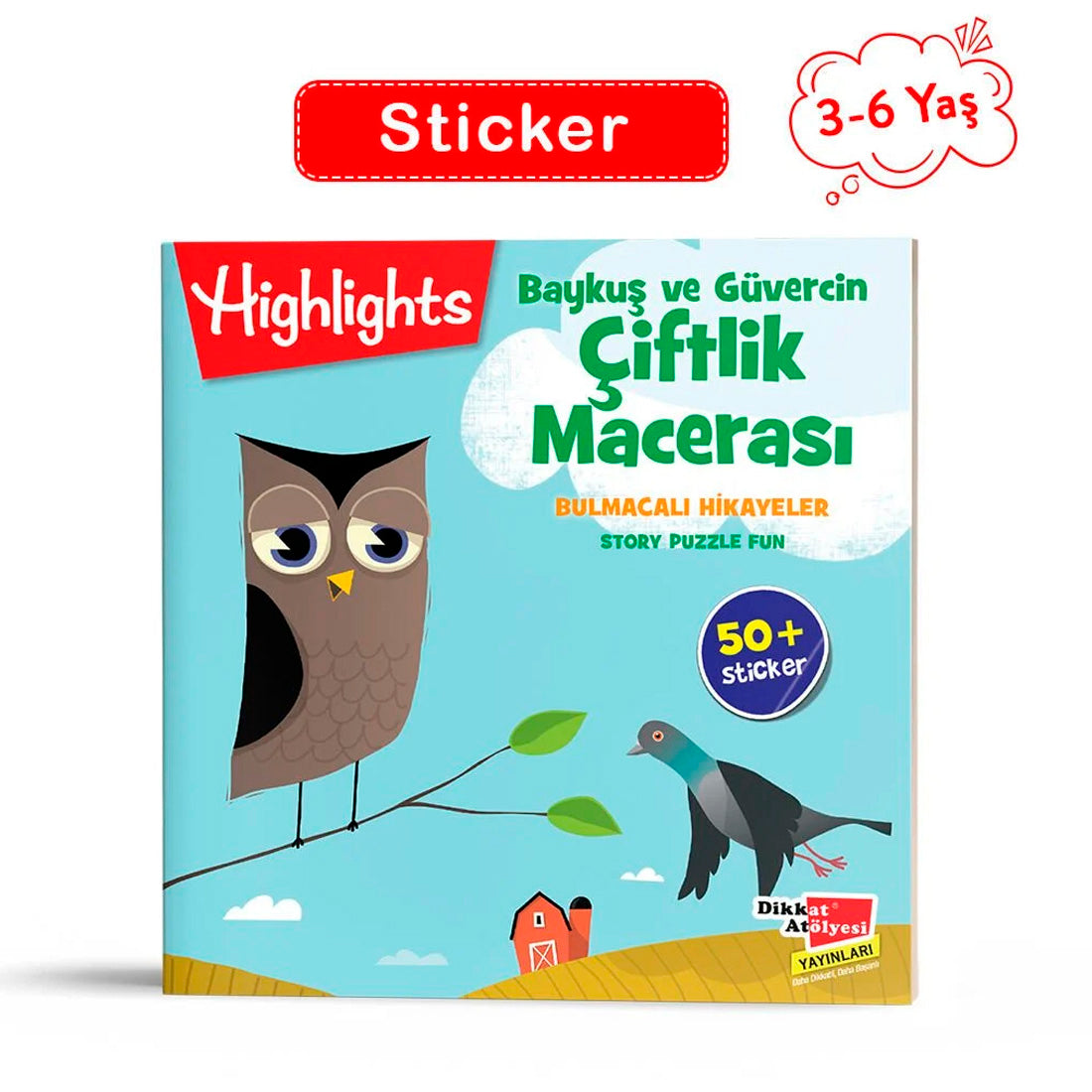 Dikkat Atölyesi Yayınları Sticker Bulmacalı Hikayeler - Baykuş Ve Güvercin Çiflik Macerası
