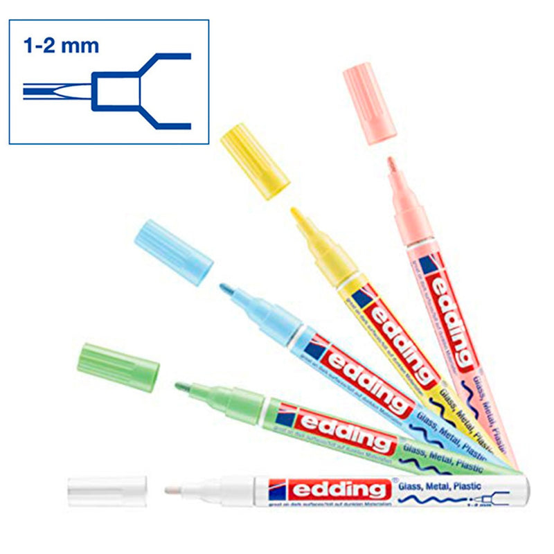 Edding Gloss Paint Pastel Renkler 5'li Marker Kalem Seti - Sanatsal Çizim ve Hobi Kalemi