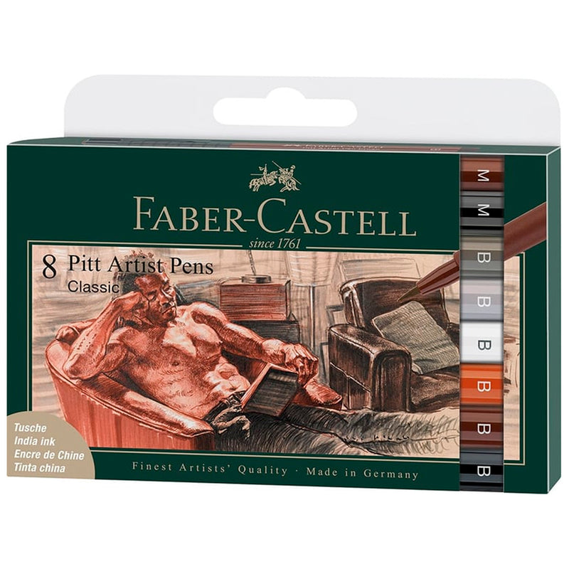 Faber Castell 8'li Klasik Renkler Pitt Artist Pen Fırça Uçlu Kalem - Sanat, Çizim ve Eskiz Kalem Seti
