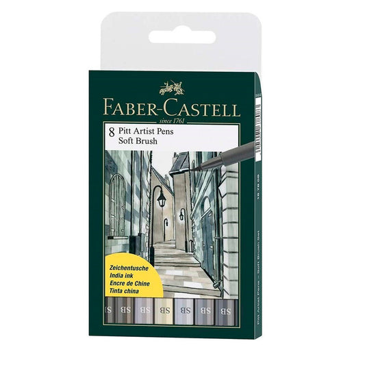 Faber-Castell 8'li Pitt Soft Gri Tonlar Çizim Kalemi - Sanatsal Eskiz ve Gölgeleme Kalemi