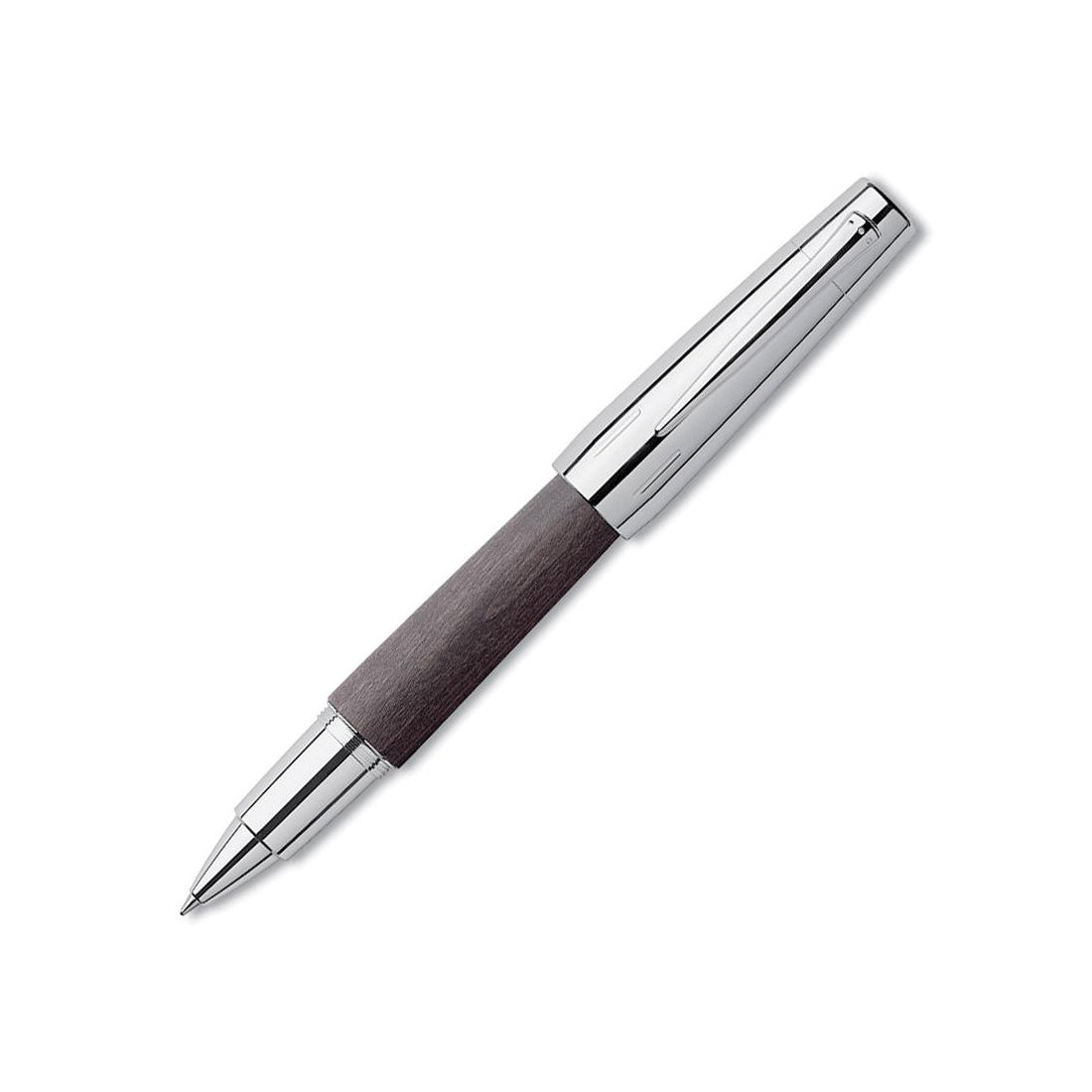 Faber Castell E-Motion Krom/Ahşap Siyah Roller Kalem - Hediyelik İmza ve Ofis Kalemi