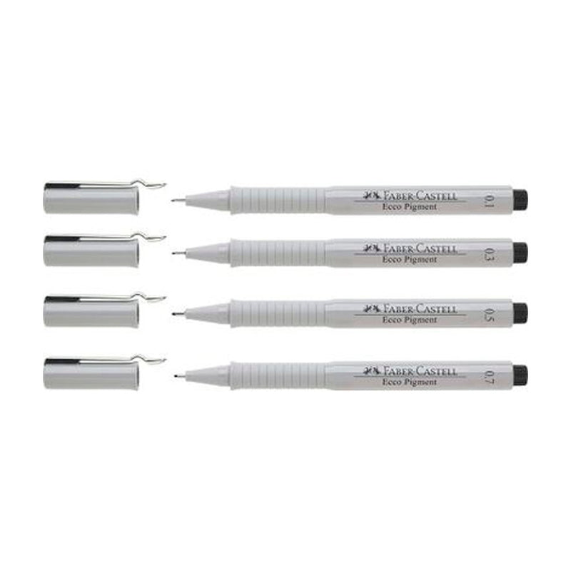 Faber Castell Ecco Pigment Kalem 4Lü Set - Profesyonel Çizim, Eskiz ve Sanat Kalemi Seti
