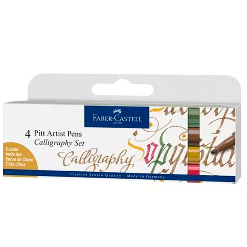 Faber-Castell Pitt 4'lü Çizim Kalemi Kaligrafi - Sanat Eskiz ve Hat Sanatı Kalem Seti