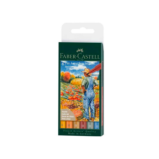 Faber Castell Pitt Artist Harvest 6'lı Fırça Uçlu Renkli Kalem - Sanat Çizim ve Eskiz Seti
