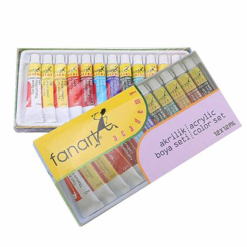 Fanart Academy Yağlı Boya Seti 12x12ml - Sanatsal Hobi ve Başlangıç Seti