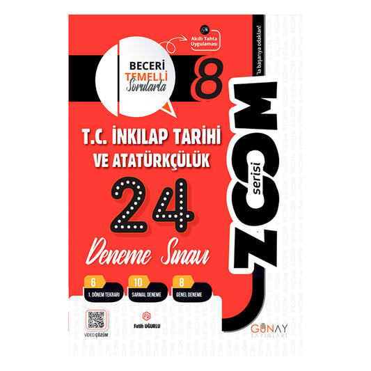 Günay Yayınları 8. Sınıf LGS T.C. İnkılap Tarihi ve Atatürkçülük Zoom Serisi 24 Deneme