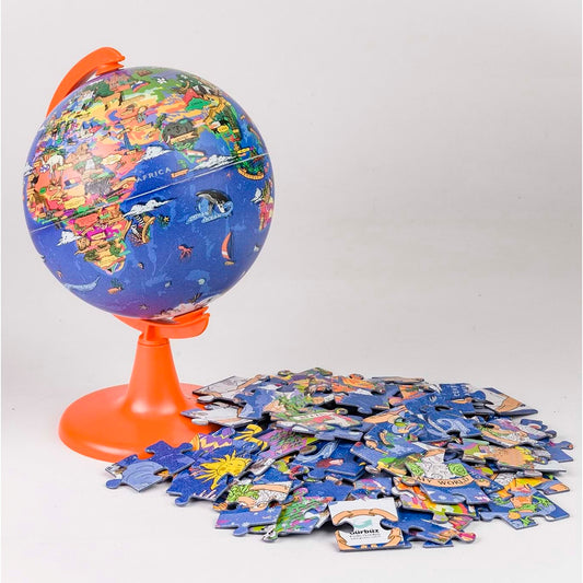 Gürbüz My World Globe Hayvanlı Çocuk Yerküre Puzzle 100 Parça 15 Cm